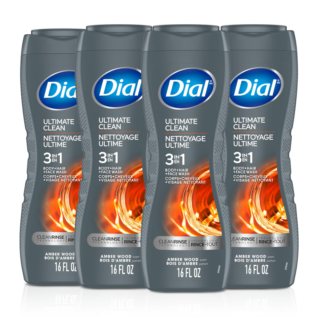Dial Men 3 in 1 Body Wash 16 Fl Oz Amber Woods scent front view