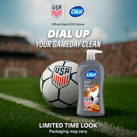 Dial Men 3-in-1 Body Wash bottle with Clean Rinse Technology