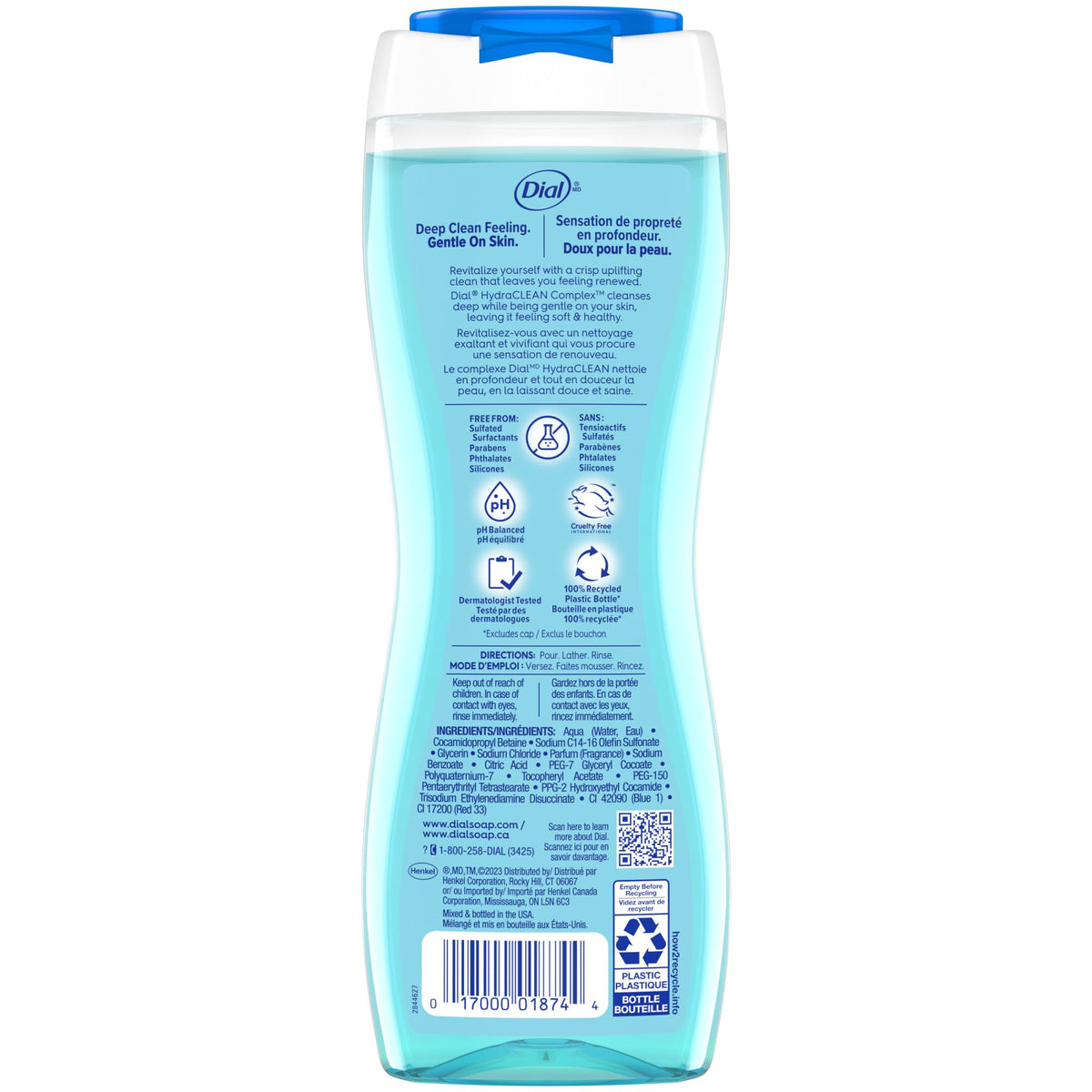Dial Refresh & Renew Body Wash Spring Water back view