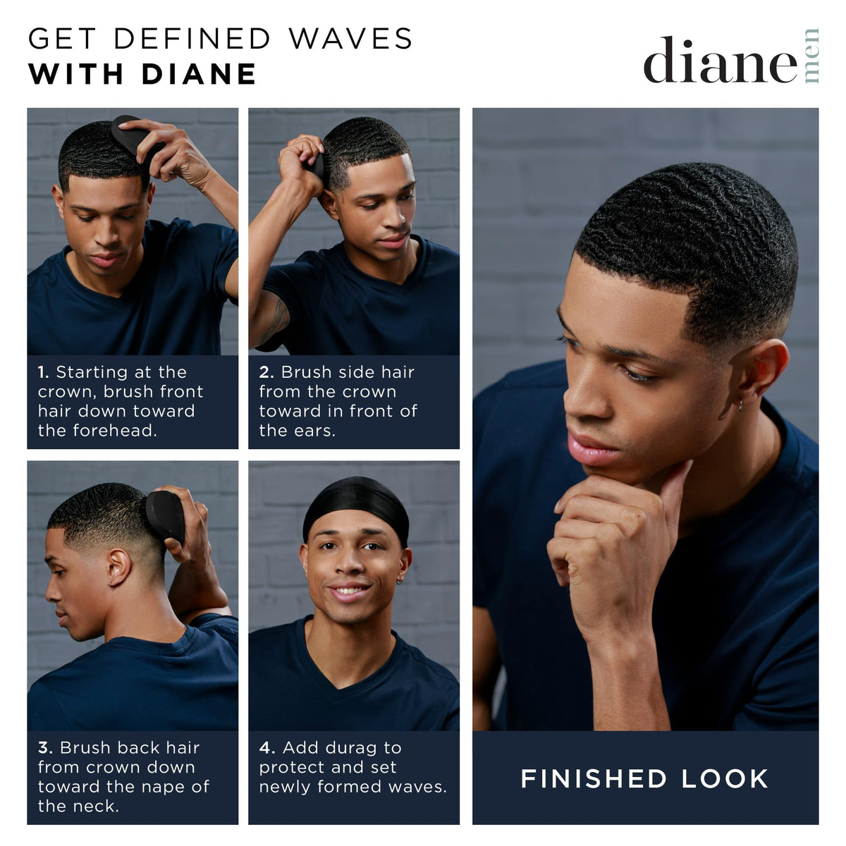 Diane 7-Row Boar Bristle Wave Brush side view