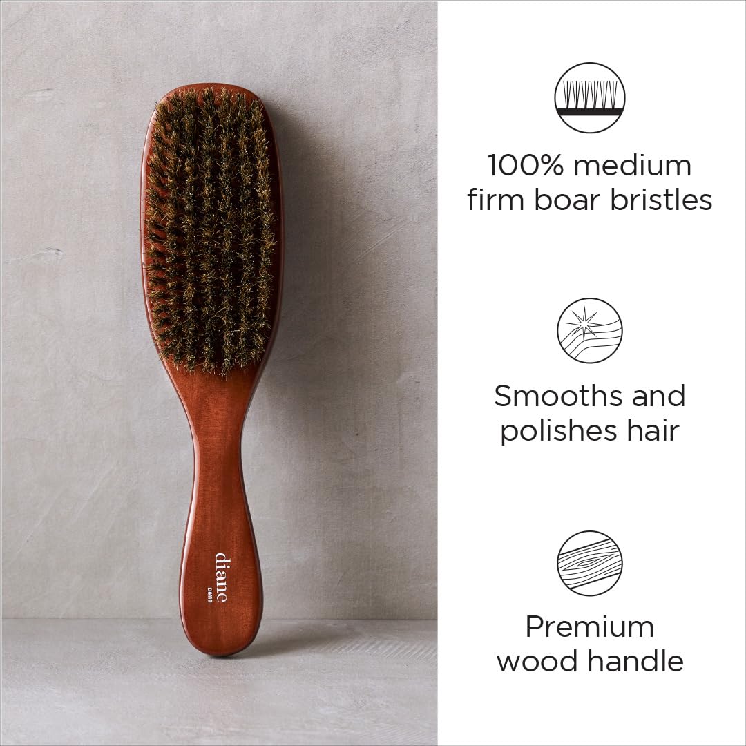 Diane Premium Boar Wave Brush showing 100% boar bristles