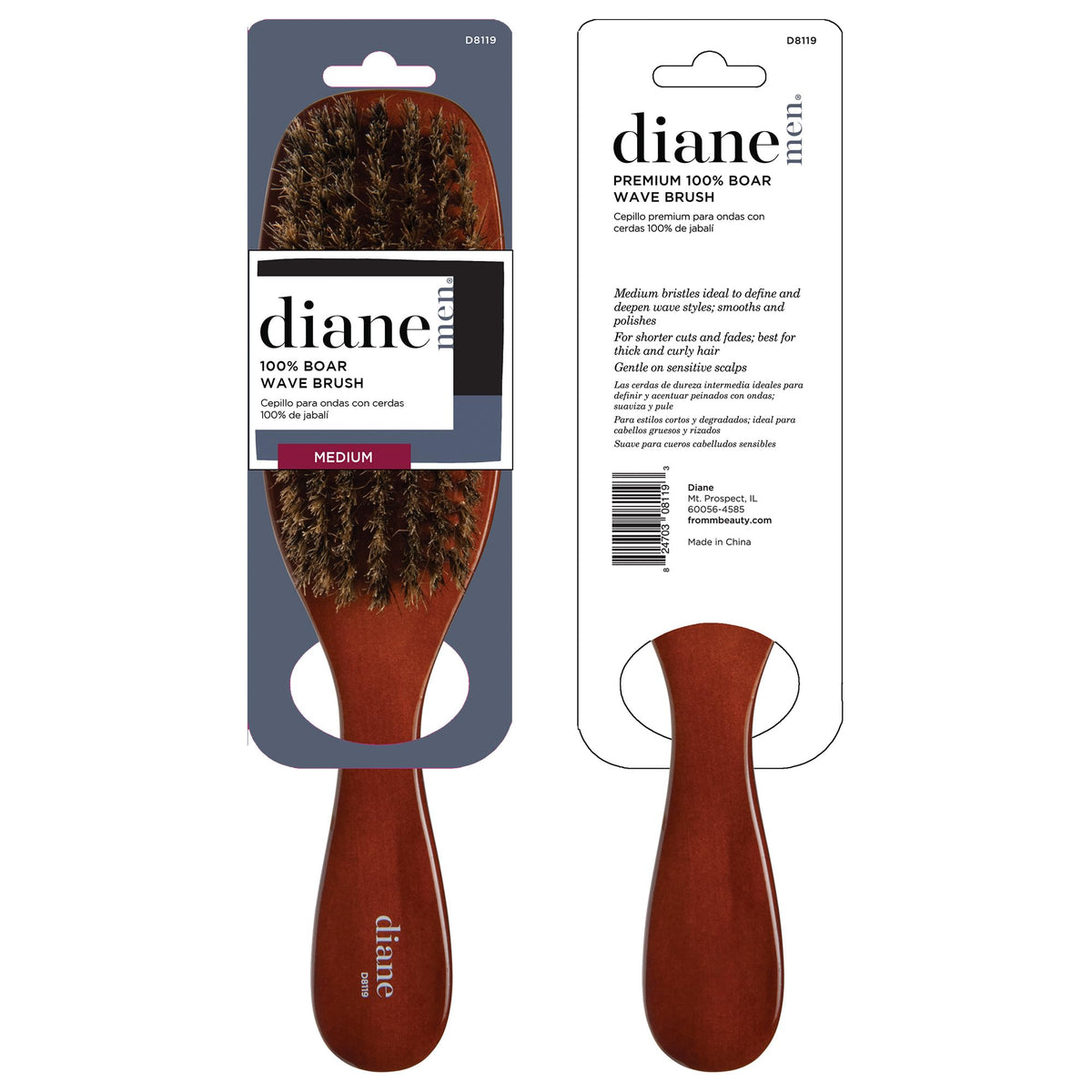 Diane Premium Boar Wave Brush with packaging