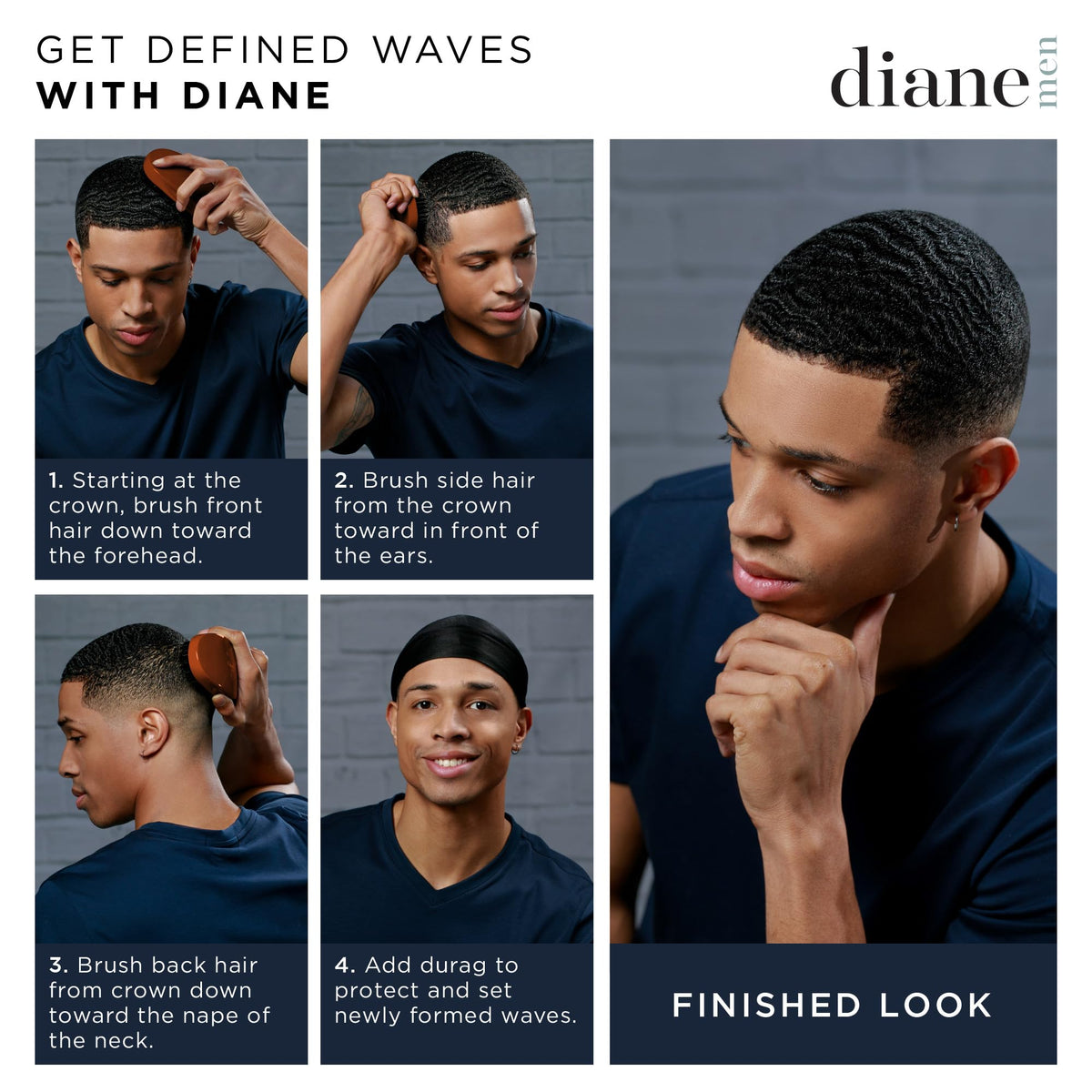 Diane Wave Brush with wood base close-up