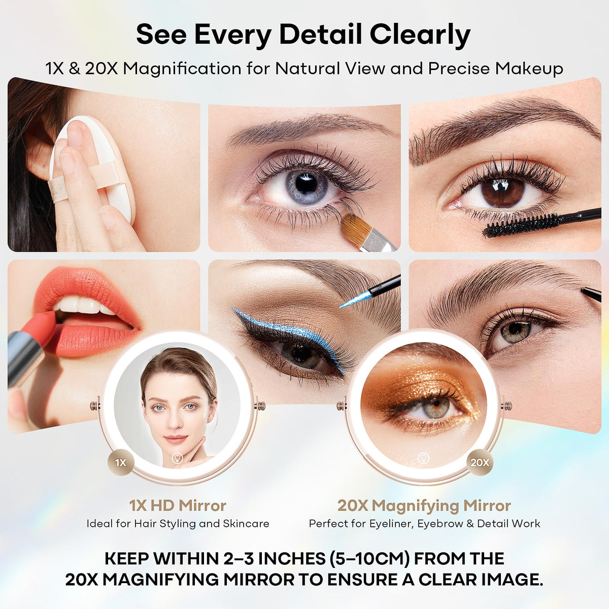Dienmern 360° rotatable makeup mirror side view