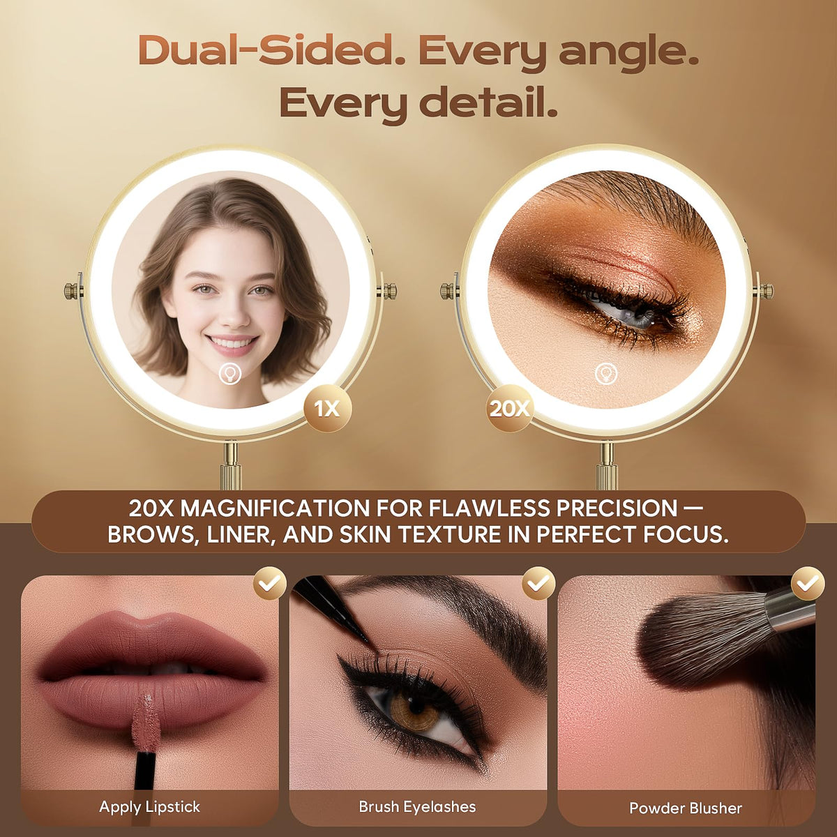 Dienmern Makeup Mirror 360° swivel feature demonstration