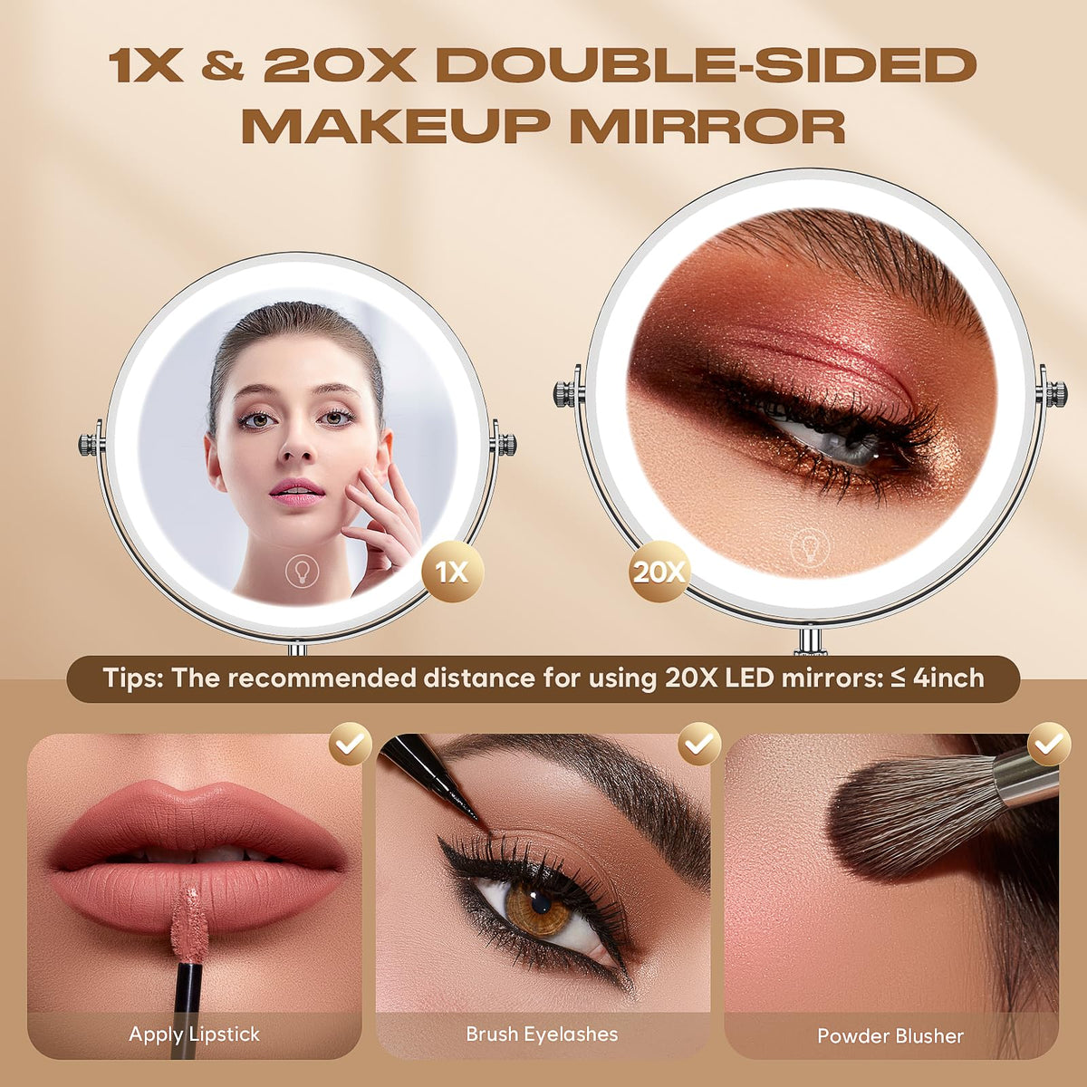 Dienmern Makeup Mirror with 360° rotation feature
