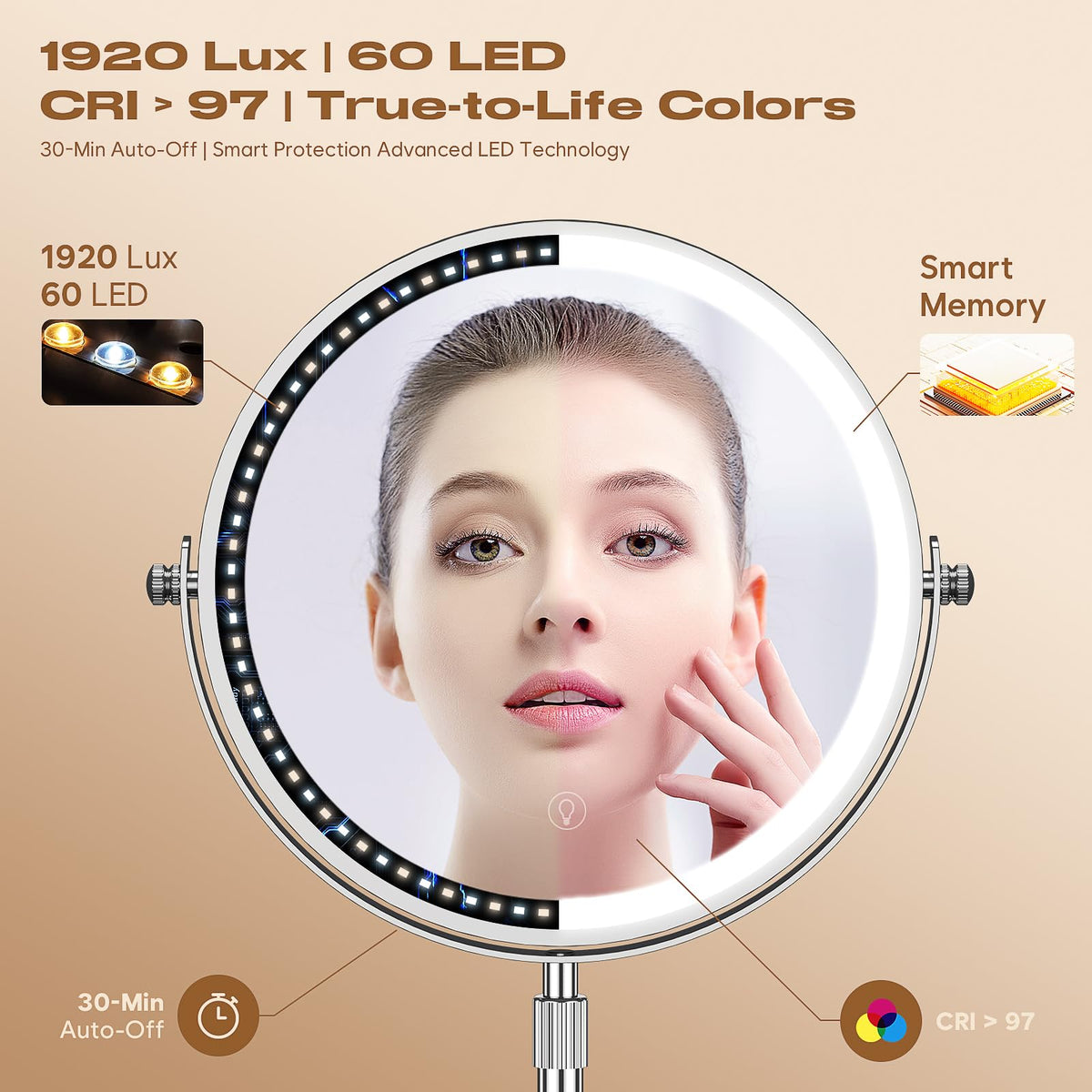 Dienmern Makeup Mirror with LED lights on