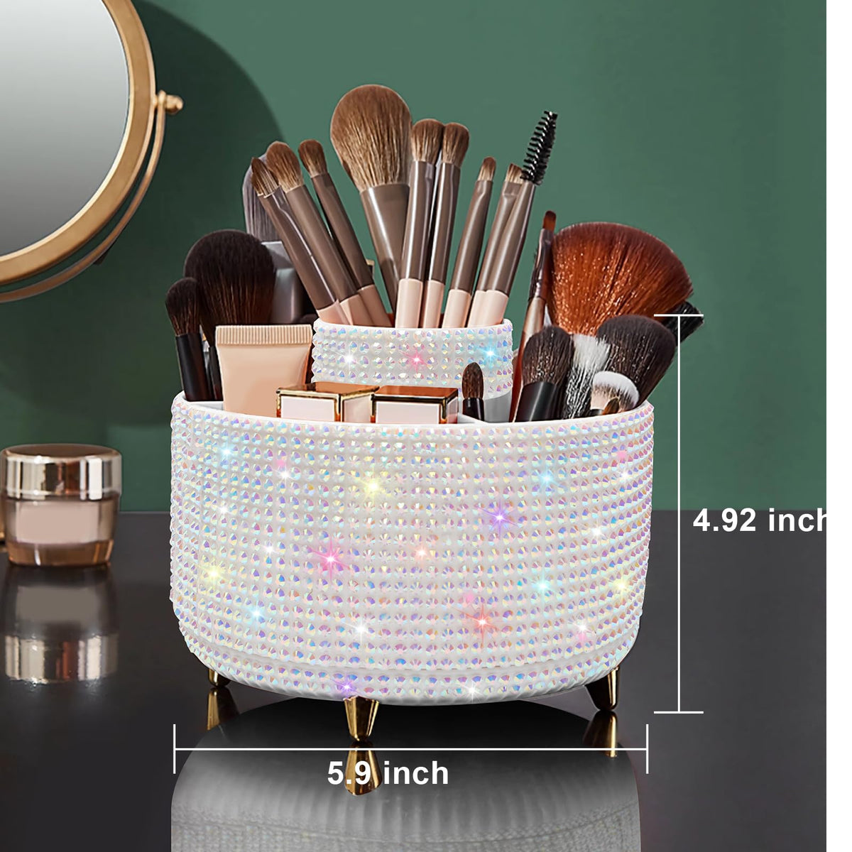 Diesisa Bling Diamond Makeup Brush Holder in a bathroom setting