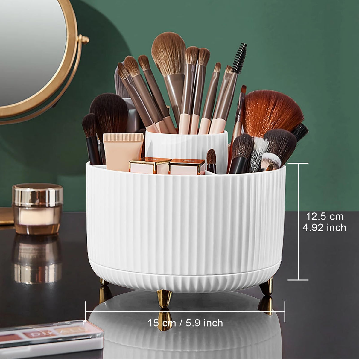 Diesisa Makeup Brush Holder on bathroom vanity