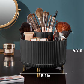 Diesisa Rotating Makeup Brush Holder with lipsticks and accessories