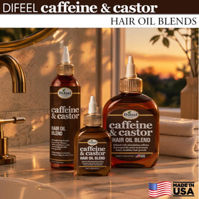 Difeel Caffeine & Castor Hair Oil Blend 8 oz back view