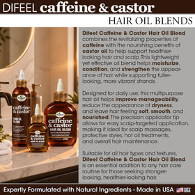 Difeel Caffeine & Castor Hair Oil Blend 8 oz with dropper
