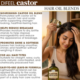 Difeel Castor Hair Oil Blend 7.1 oz with ingredients