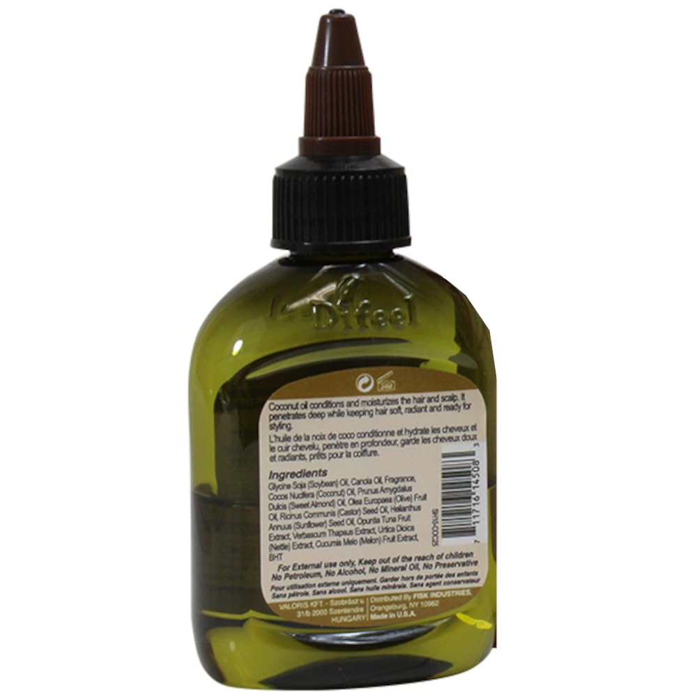 Difeel Coconut Hair Oil Blend 7.1 Ounce back view