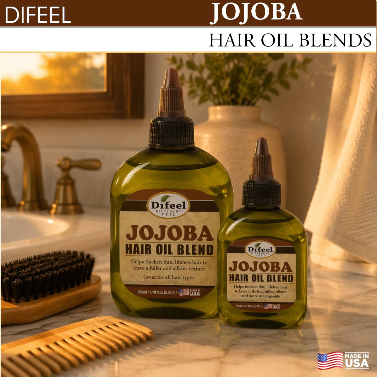 Difeel Jojoba Oil Hair Oil Blend packaging details
