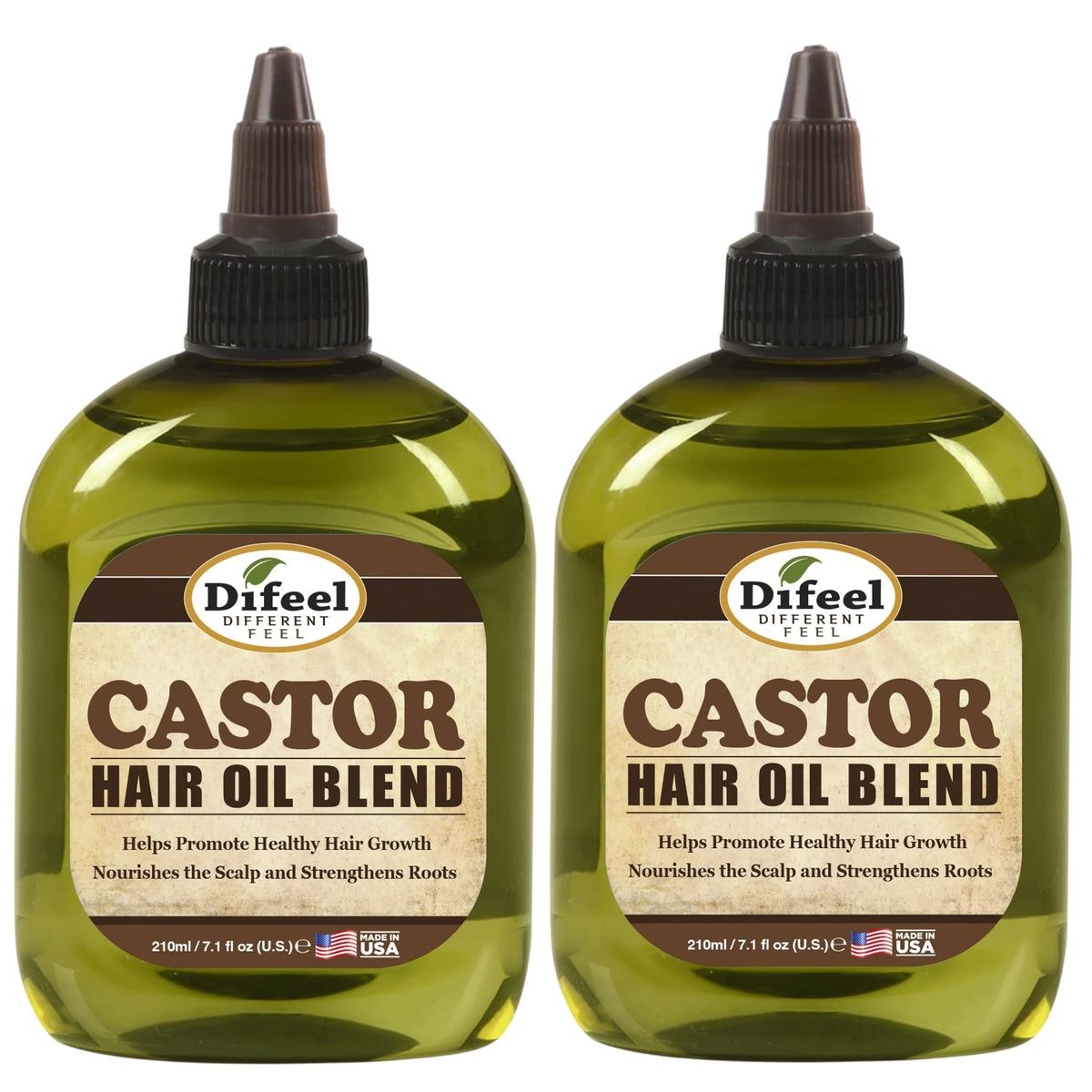 Difeel Mega Care Castor Hair Oil Blend front view of 7.1 ounce bottle