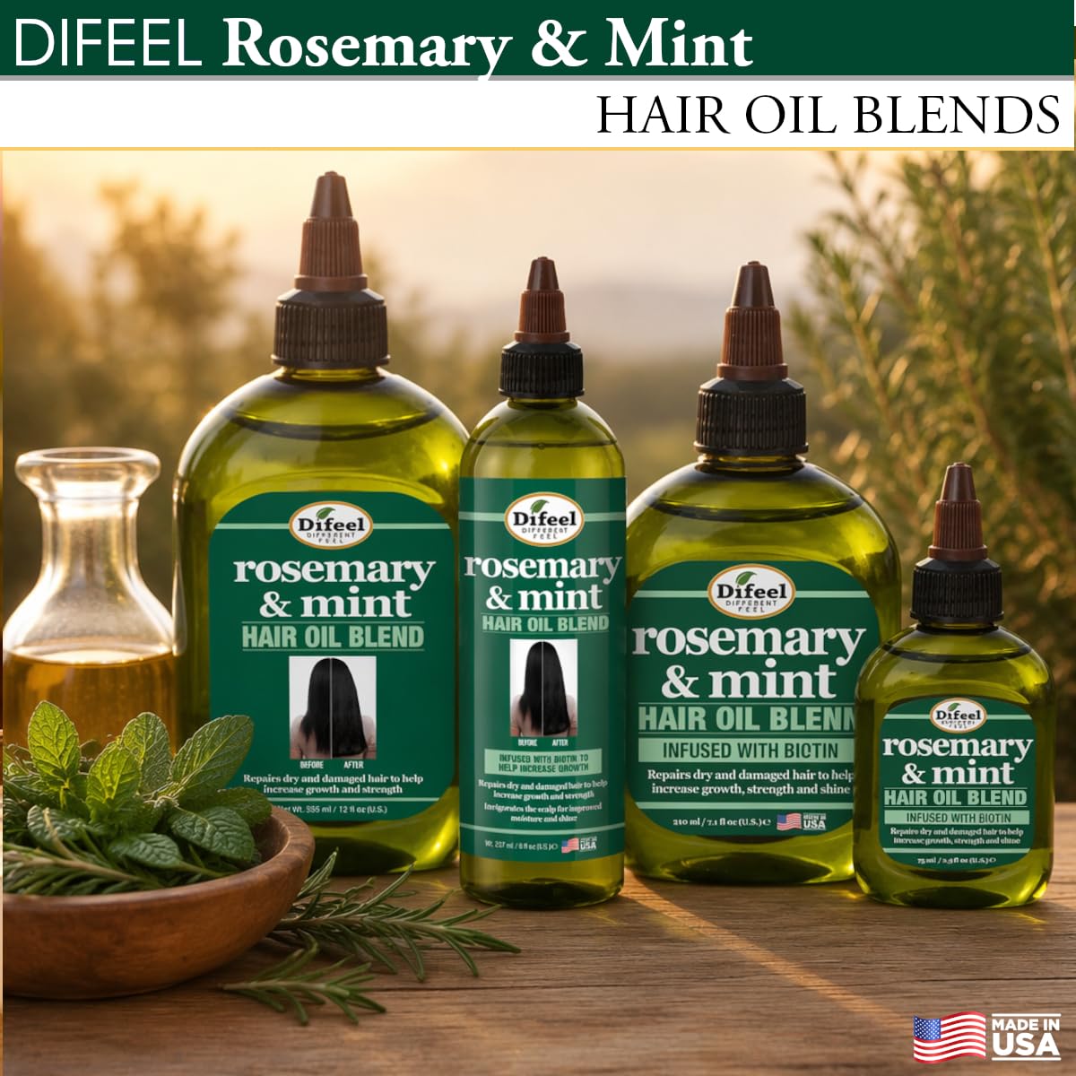 Difeel Rosemary Mint Hair Oil Blend 7.1oz back view