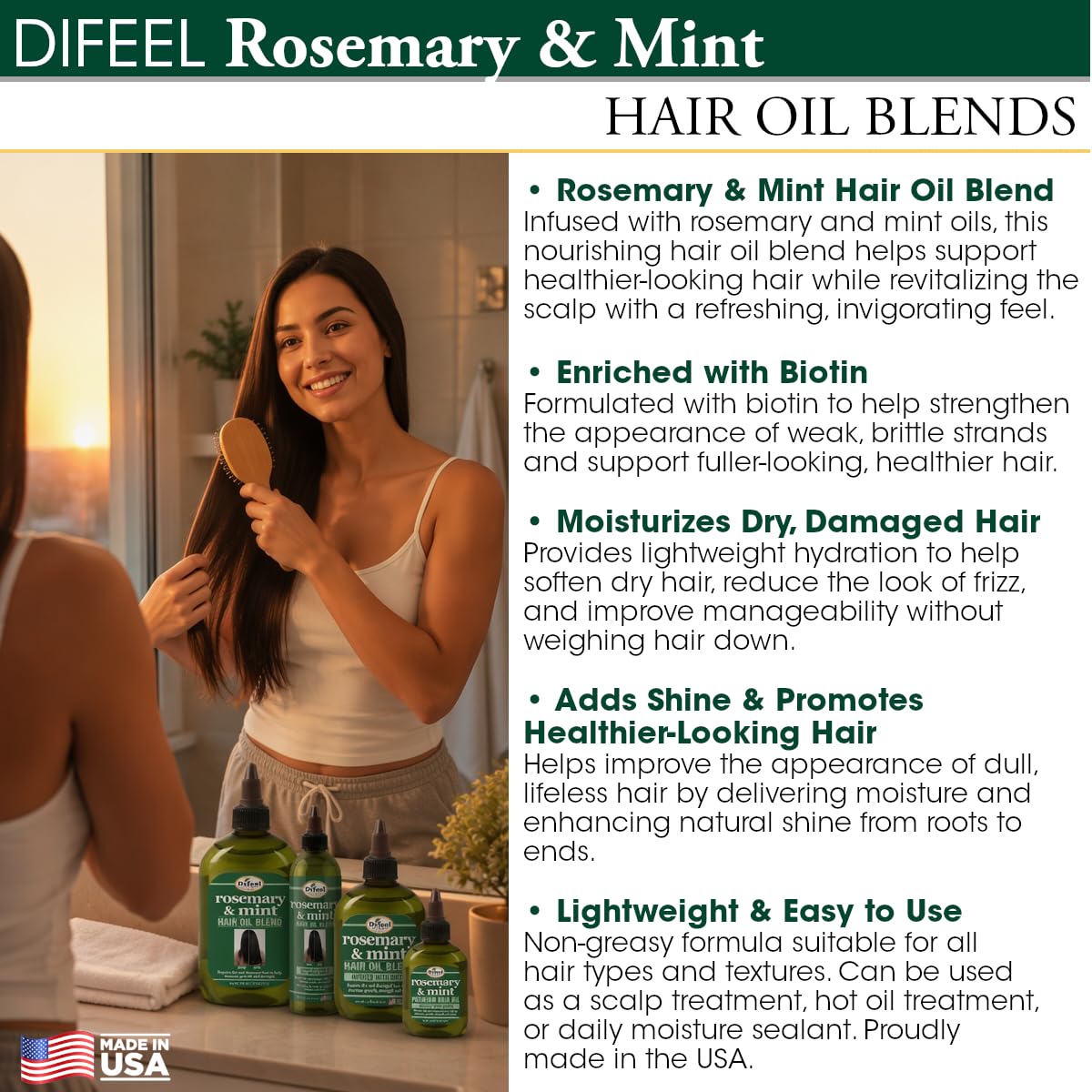 Difeel Rosemary Mint Hair Oil Blend 7.1oz texture close-up