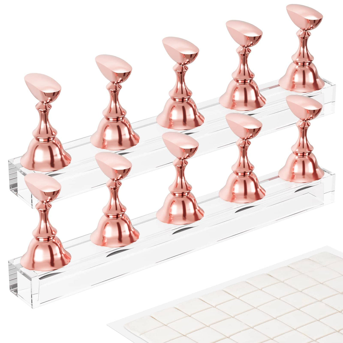 Difenni Nail Stand Set in rose gold with acrylic base