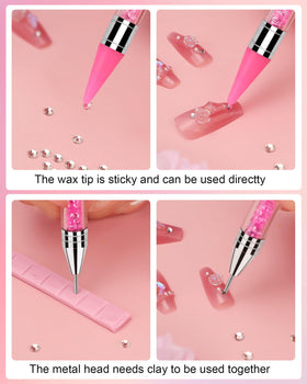 Difenni rhinestone picker tool set in use on nails