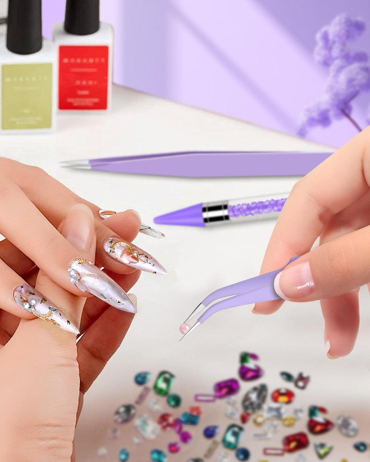 Difenni rhinestone picker tool set with replacement tips