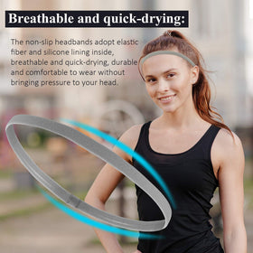 Different angles of Bememo gray sport headbands
