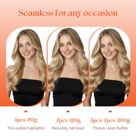 Different angles of Sunny Hair clip-in extensions
