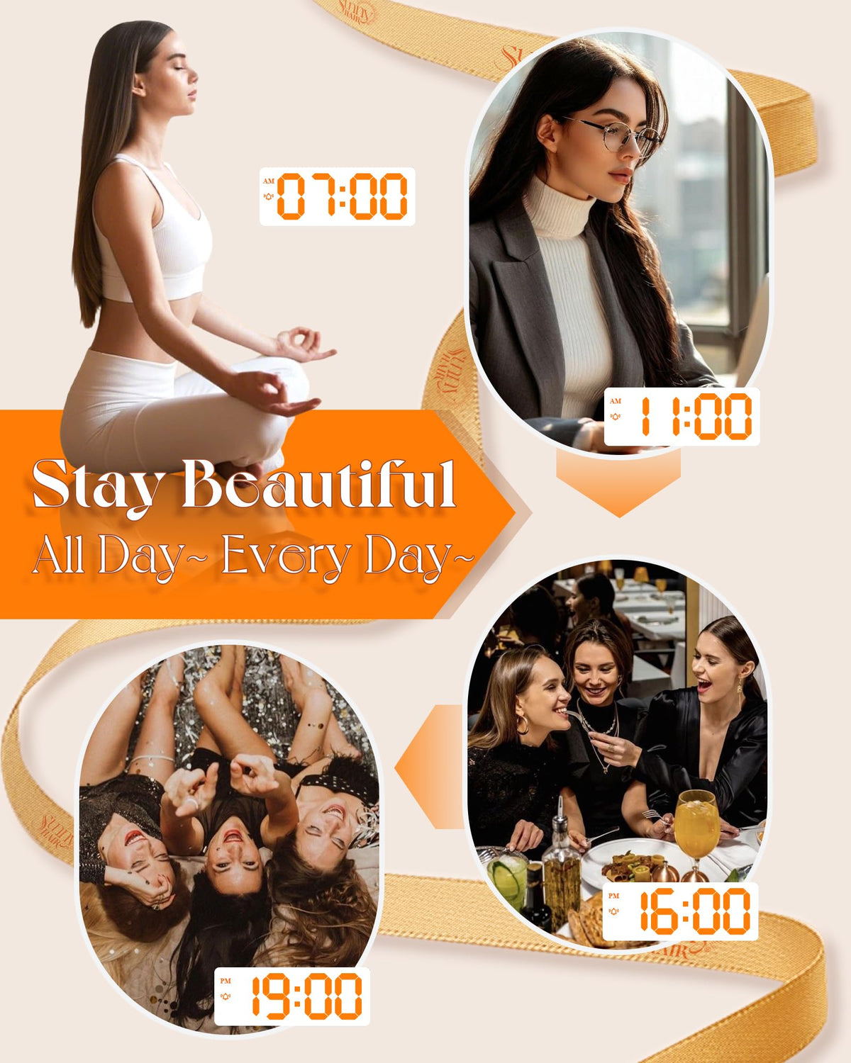 Different angles of Sunny Hair extensions