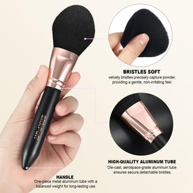 Different brush shapes from HOIFA Silkpuff set for various makeup applications