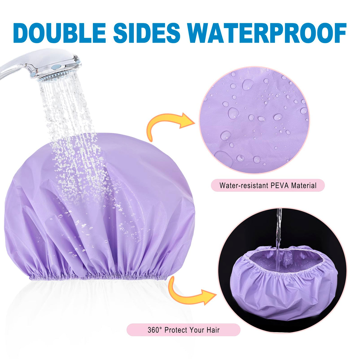Different colours of CHFONG shower caps arranged neatly
