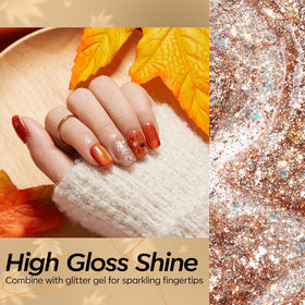 Different colours of modelones glitter gel polish displayed