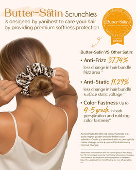 Different colours of YANIBEST satin scrunchies displayed