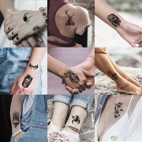 Different designs of JEEFONNA temporary tattoos displayed together