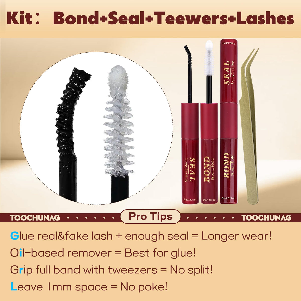 Different eye looks created with TOOCHUNAG lash clusters