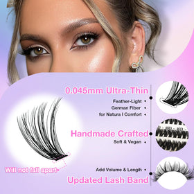 Different lengths of AILAISHI lash clusters displayed