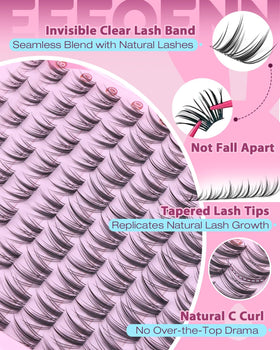 Different lengths of Eefofnn Lash Clusters displayed together