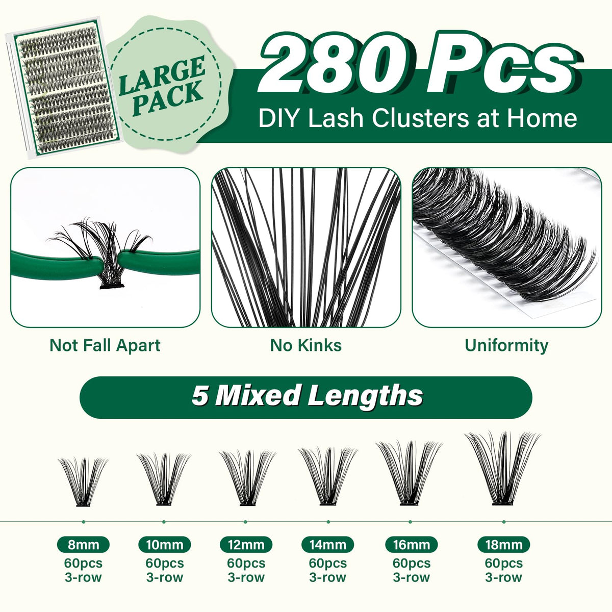Different lengths of false lashes in the KEYYOU kit