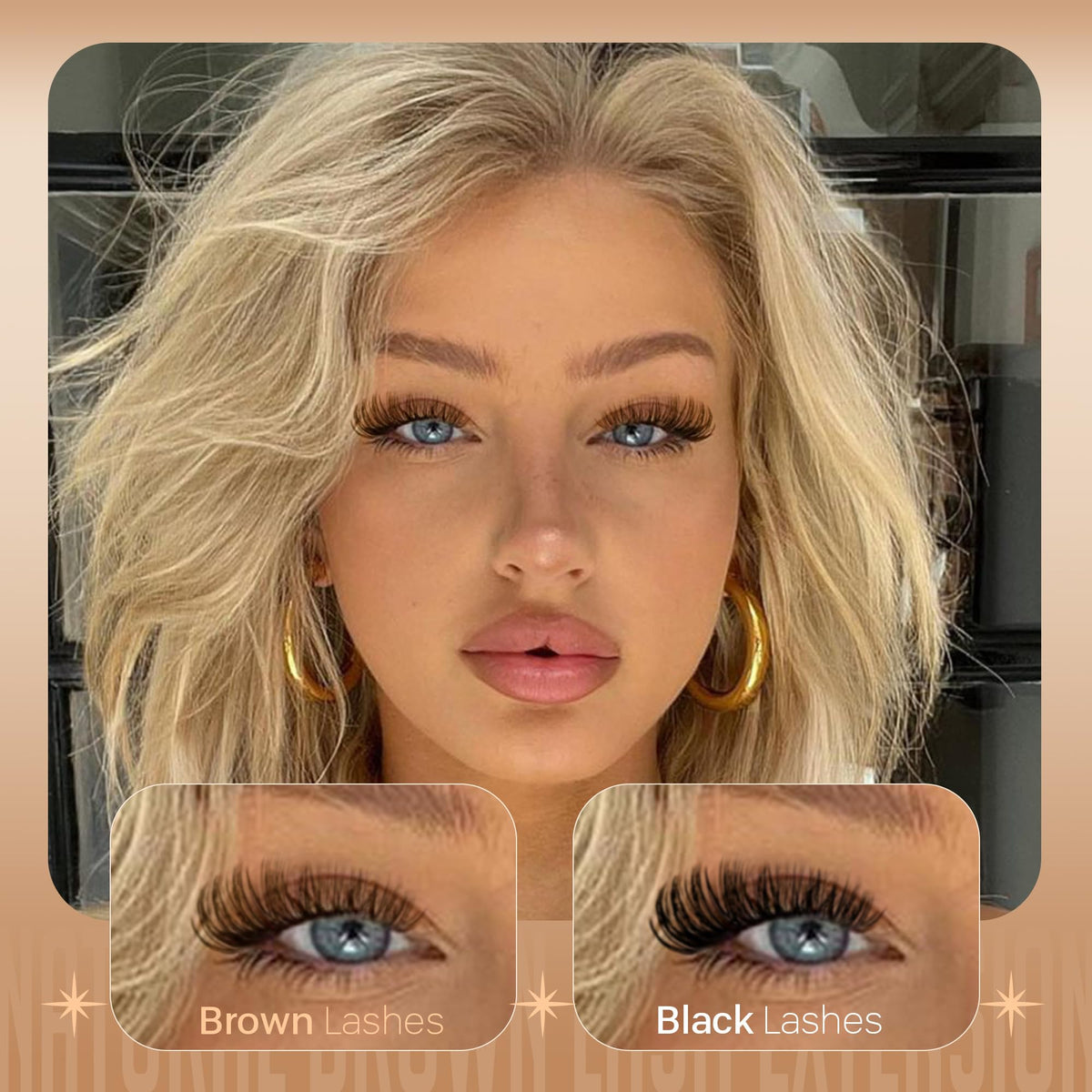 Different lengths of JIMIRE Brown Lash Clusters