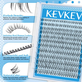 Different lengths of KevKev lash clusters displayed together