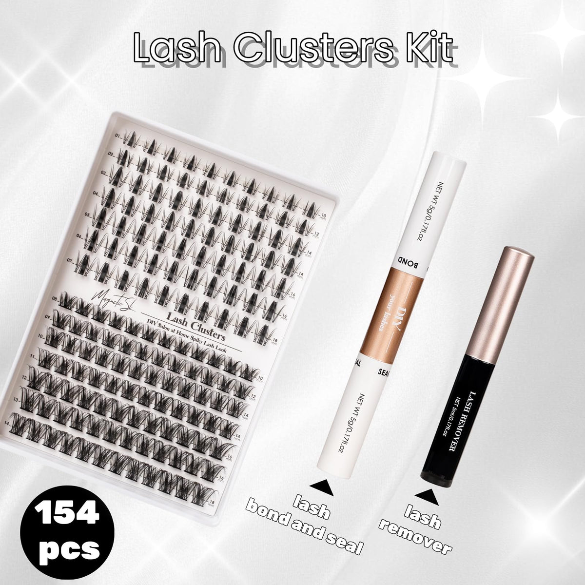 Different lengths of Magnetic SL lash clusters displayed