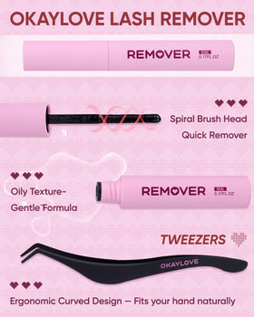 Different lengths of OKAYLOVE lash clusters displayed