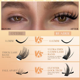Different lengths of Ruairie Manga Lash Clusters displayed