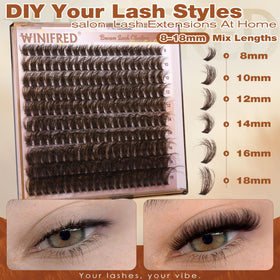 Different lengths of Winifred Brown Lash Clusters displayed