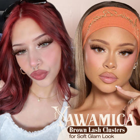 Different lengths of Yawamica Brown Fluffy Lash Clusters