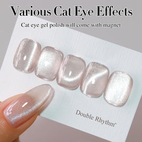 Different nail art designs using Double Rhythm Cat Eye Gel Polish