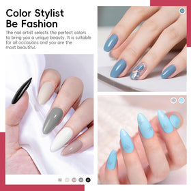 Different nail art styles created with COSCELIA gel polish