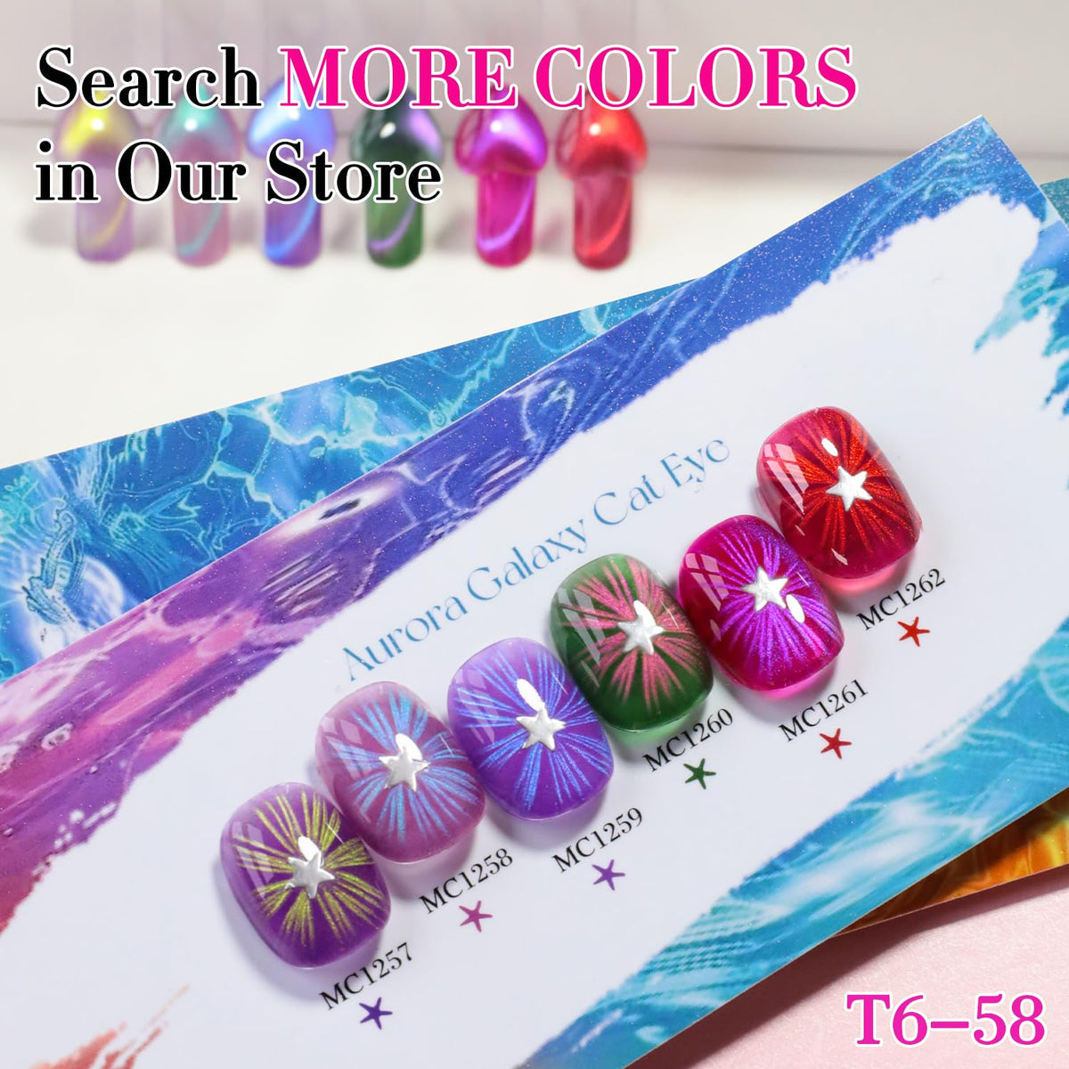 Different nail designs created with Double Rhythm Cat Eye Gel Polish