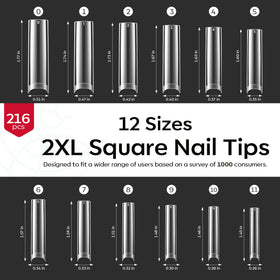 Different nail styles created using Modelones Long Square Nail Tips