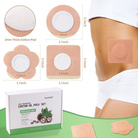 Different shapes of RAJOSEE castor oil patches displayed