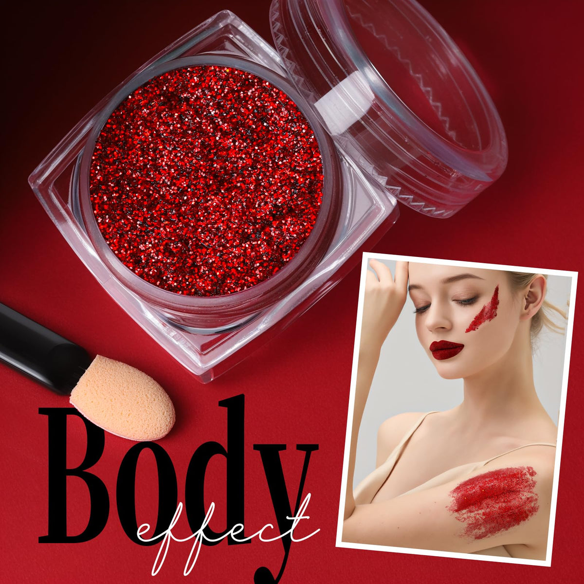 Different shapes of Teenitor body glitter displayed